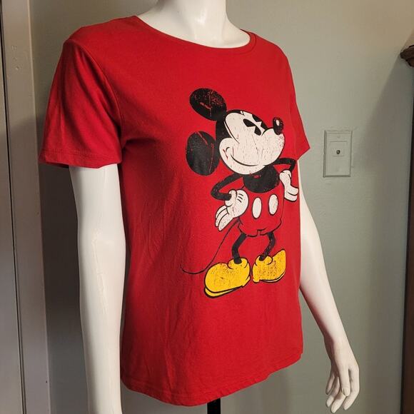 Disney Red Mickey Mouse T-Shirt  Women's Large WDW Kidcore Americana Character T - Picture 7 of 10